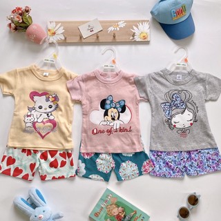 Set 3 bộ cộc tay, bộ hè bé gái 8-22kg xuất dư 100% cotton thoáng khí, mềm mát