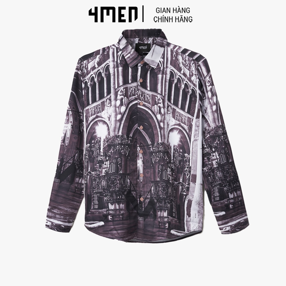 Áo Sơ Mi Nam Dài Tay In Họa Tiết 4MEN SM084 độc đáo, chất vải mềm và thoáng mát, phong cách, năng động