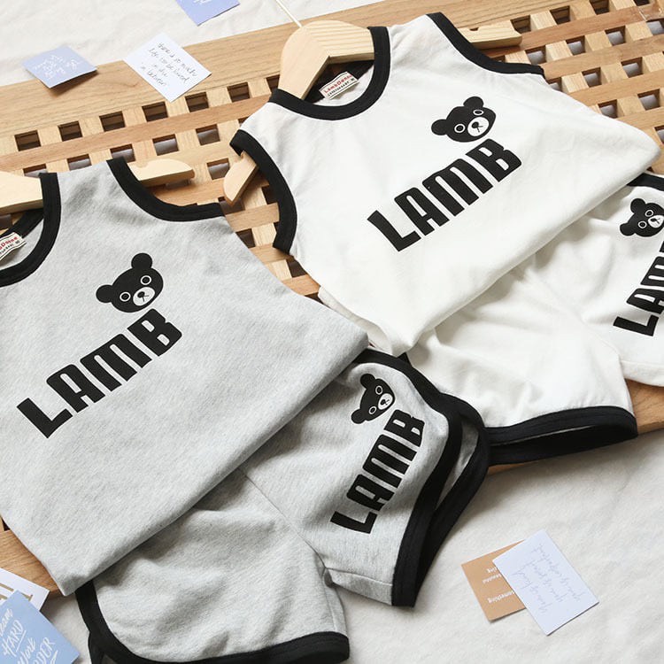Bộ Ba Lỗ Cho Bé Chất Cotton 4C, Bộ Ba Lỗ Bé Trai In Hình Gấu Cute - BAOBAO KIDS