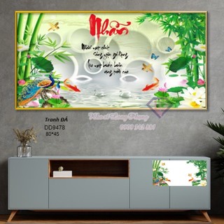 Tranh đính đá chữ nhẫn d9478 ,80x45 cm