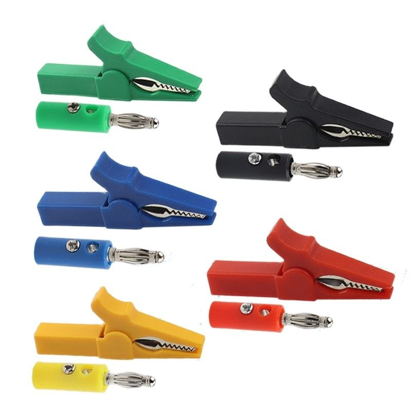 Set Kẹp Cá Sấu 55mm Kèm Jack Cắm Bắp Chuối 40mm Cách Điện Với Tay Cầm Nhựa Chuyên Dụng Cho Dây Dò Thử Điện