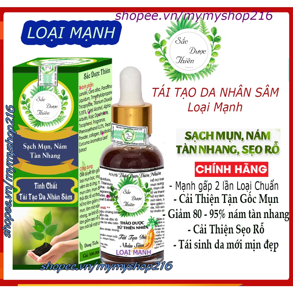 Tái Tạo Da Nhân Sâm LOẠI MẠNH Sắc Dược Thiên 30ml - Cải Thiện tận gốc mụn, nám rỗ, tàn nhan - tri âm da Đẹp