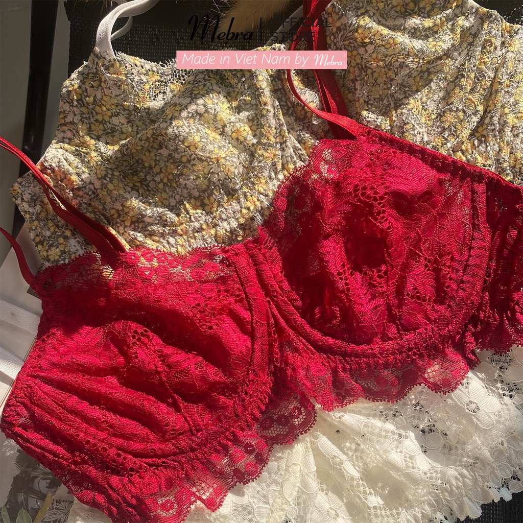 [BST 2023] Áo Lót Ngực Ren Nữ ĐỎ Đô Có Gọng Không Đệm Mút Lót Lưới 2 Lớp Gợi Cảm Cao Cấp Mebra A070