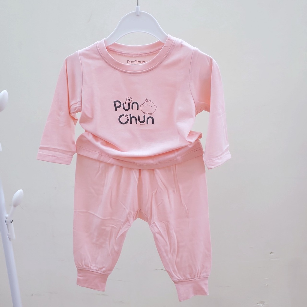 Bộ quần áo cổ chui vải cotton mỏng dài tay Punchun bé trai bé gái(sale)