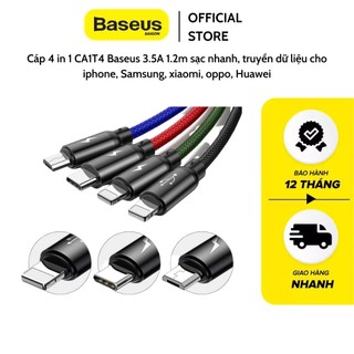 Cáp 4 in 1 ca1t4 baseus 3.5a 1.2m sạc nhanh, truyền dữ liệu cho iphone, samsung, xiaomi, oppo, huawei