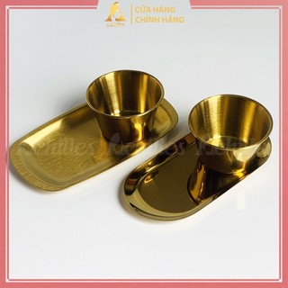 Khay Hũ Inox Mạ Vàng Sang Trọng dùng đựng bông, dụng cụ Spa, y tế