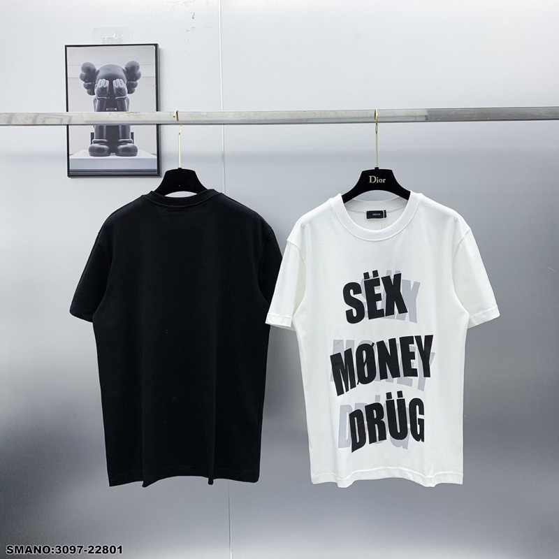Áo Sex Money Drug Vintage Mác GUCI Đen Trắng - Áo phông tay lỡ Nam Nữ Premium In Chữ Sex Money Drug