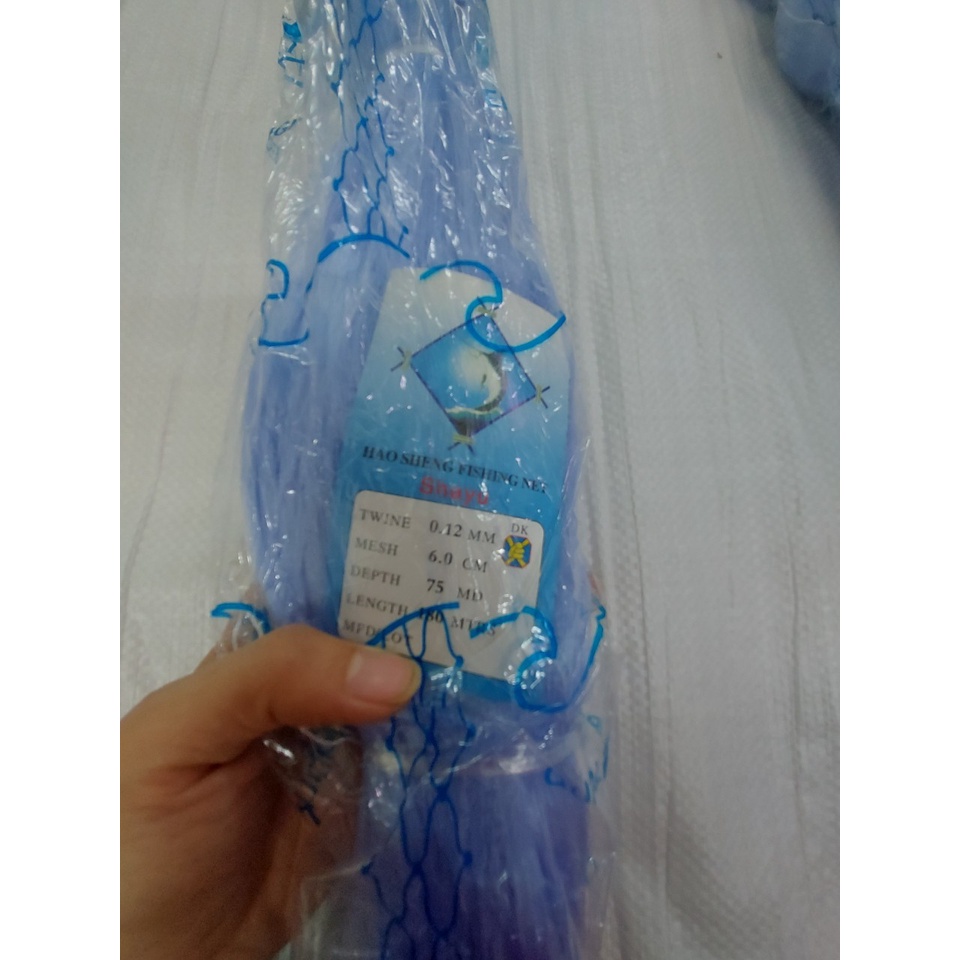 (Cước 0.12- 6p x 75 mắt) Lưới cá, lưới 1 cá, lưới cá kim, ruột lưới, lưới thái xanh