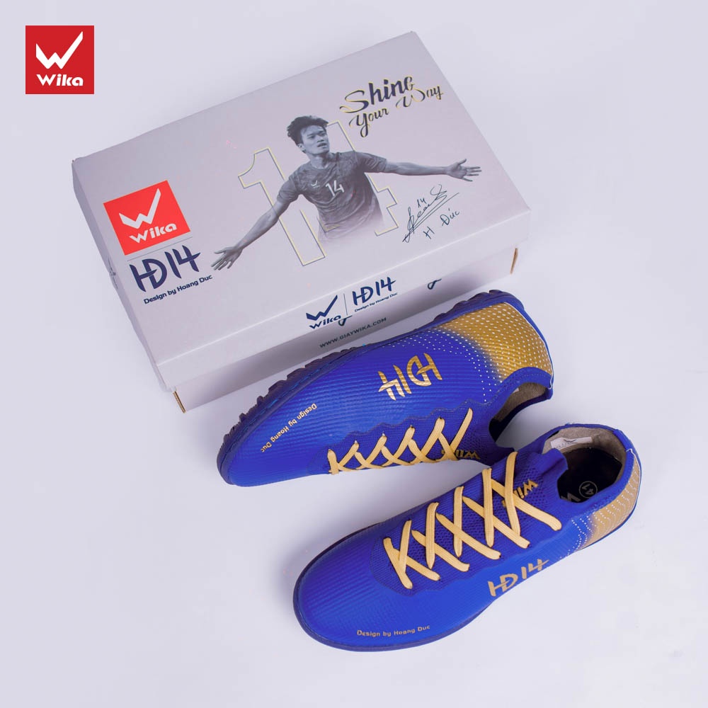 Giày Đá Bóng Wika Hoàng Đức HD14 Chính Hãng,Dành Cho Sân Cỏ Nhân Tạo,Ôm Chân,Khâu Toàn Bộ Đế