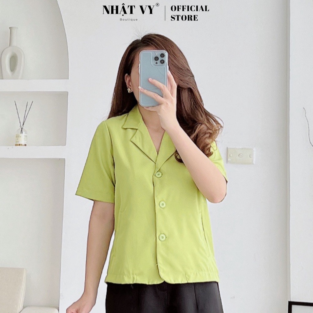 Áo công sở cổ vest Nhật Vy gài nút dáng suông chất cotton phù hợp đi chơi dạo phố hẹn hò cafe sang chảnh - D2459