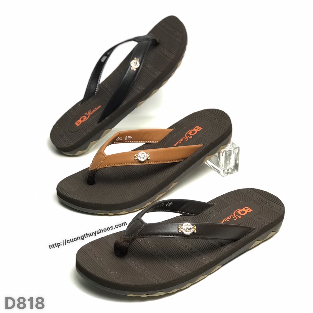 Dép kẹp nữ BQ ❤️FREESHIP❤️ Dép xỏ ngón quai da thời trang đế cao su cao cấp D818