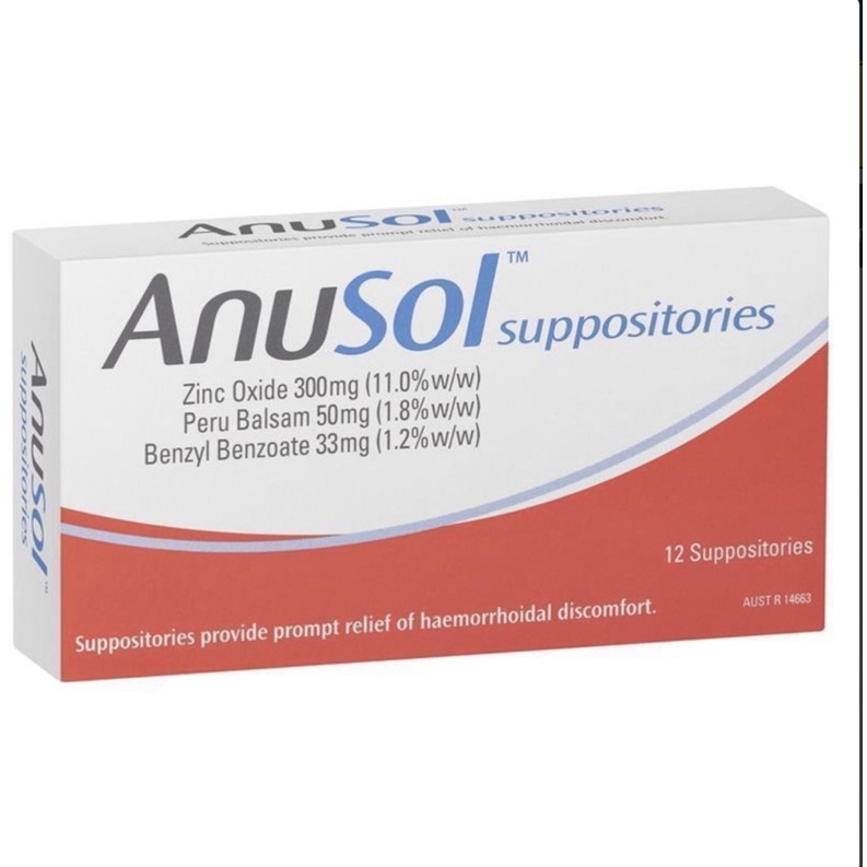 Hộp đặt trĩ Anusol Suppositories 12v viên