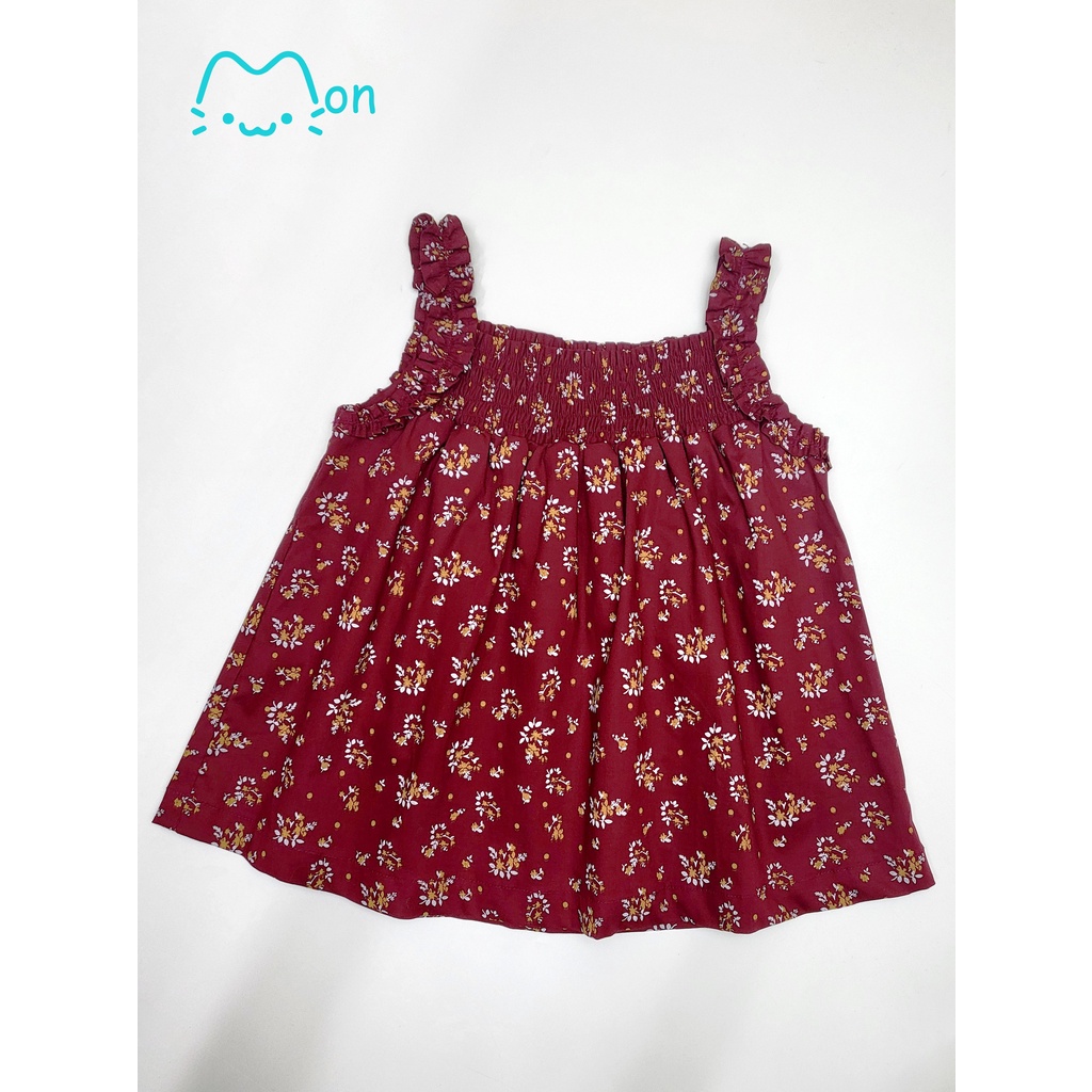 Áo hai dây cho bé gái chất cotton họa tiết tươi sáng, áo hai dây cho bé gái hoa nhí, cho bé 2-6T MonBabies A2DG23S07