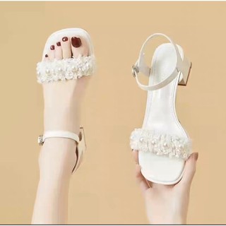 Dép xăng đan nữ gót vuông 3p .5p tnt store dép cao gót nữ mũi vuông quai mảnh tnt45