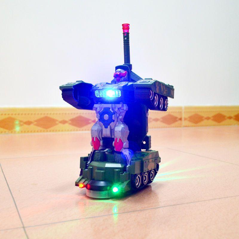 Đồ Chơi Trẻ Em Xe Tăng Biến Hình Robot Tự Động Có Đèn Và Nhạc Mẫu 01