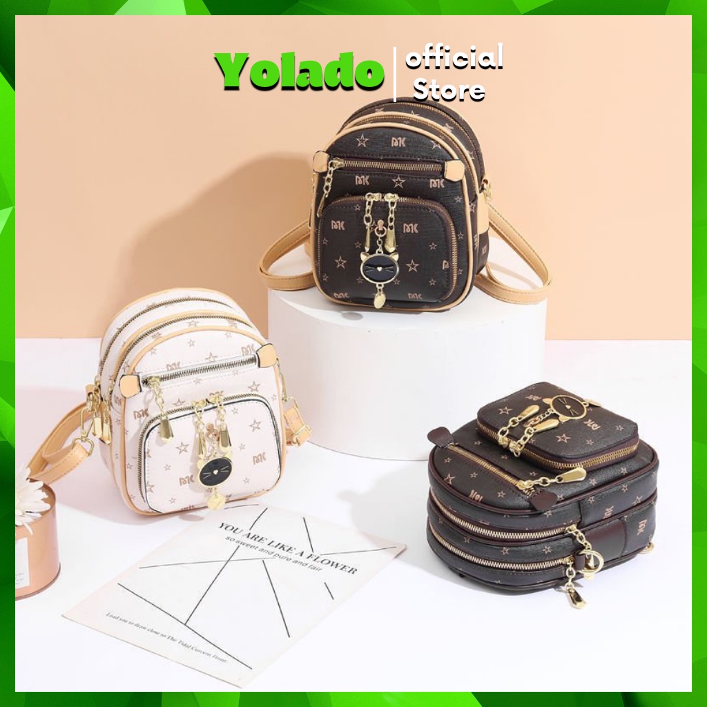 Túi đeo chéo - Balo Mini Nữ korea trẻ trung xinh xắn Da Mềm Nhiều Ngăn Kiêm túi cầm tay Chéo