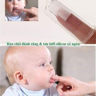 Bàn chải xỏ ngón silicon rơ lưỡi cho bé