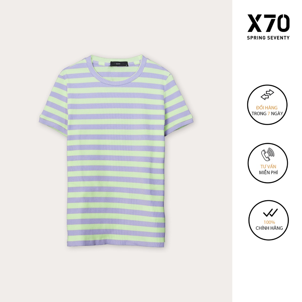 Áo Thun Nữ Kiểu Dáng Cổ Tròn Tay Ngắn Thiết Kế Sọc Ngang Thời Trang X70 - 00470041