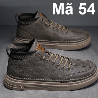 Giày thể thao nam, giày da cao cổ màu nâu đất mã 54