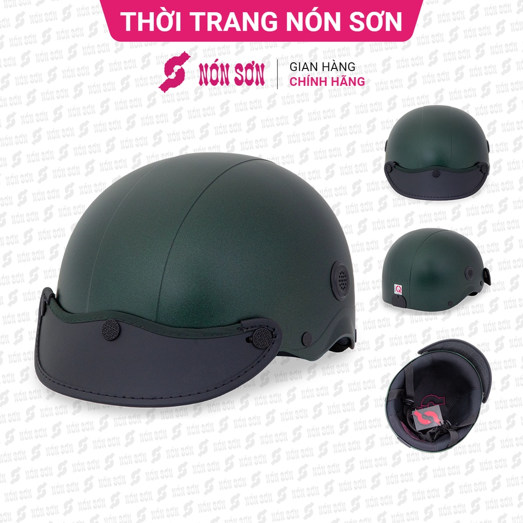 Mũ bảo hiểm nửa đầu lỗ thông gió chính hãng NÓN SƠN XANH RÊU-TG-XR-553