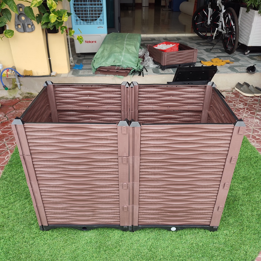 Chậu Ghép Thông Minh.KT: 100x50x72cm.Chuyên dụng trồng rau, cây ăn trái.Đáy thoát nước chống ngập úng.Bền hơn 10 năm
