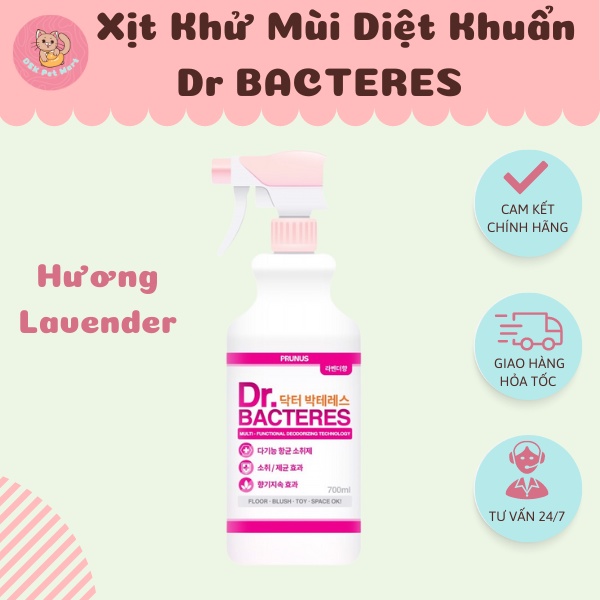 Dr BACTERES Lavender - Xịt Khử mùi và Diệt khuẩn chuồng trại, không gian nuôi thú cưng