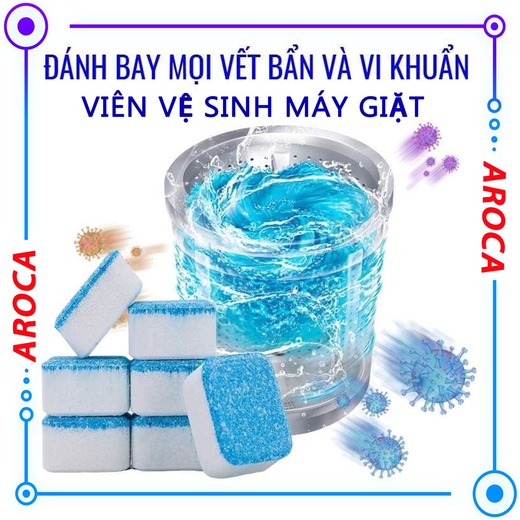 50 Viên Tẩy Vệ Sinh Lồng Máy Giặt Diệt khuẩn - Viên thả máy giặt - Bột vệ sinh máy giặt AROCA