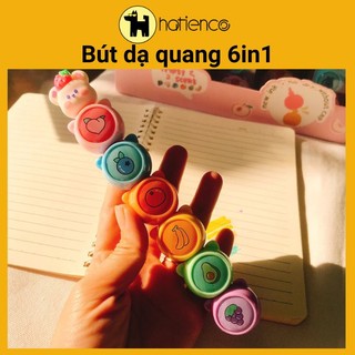Set bút dạ quang 6in1, bút highlighter cute