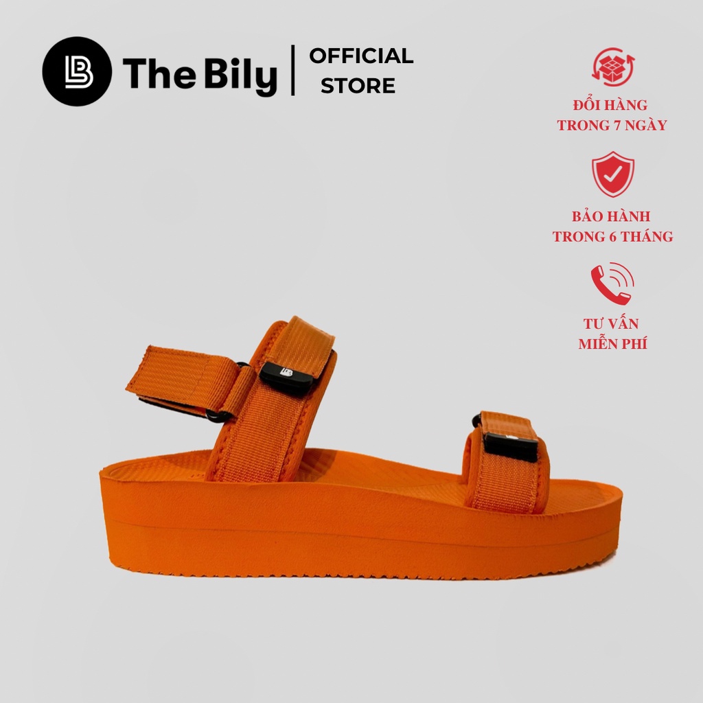 Giày Sandal Nữ The BiLy Quai Ngang Dây Dù Đế Eva Siêu Êm Nhẹ Cao 3cm Màu Cam - BL03W Cam