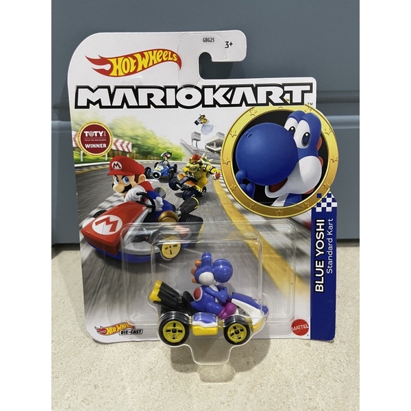 Xe mô hình đồ chơi Hotwheels 1:64 - MARIO KART - Blue Yoshi (Standard Kart)