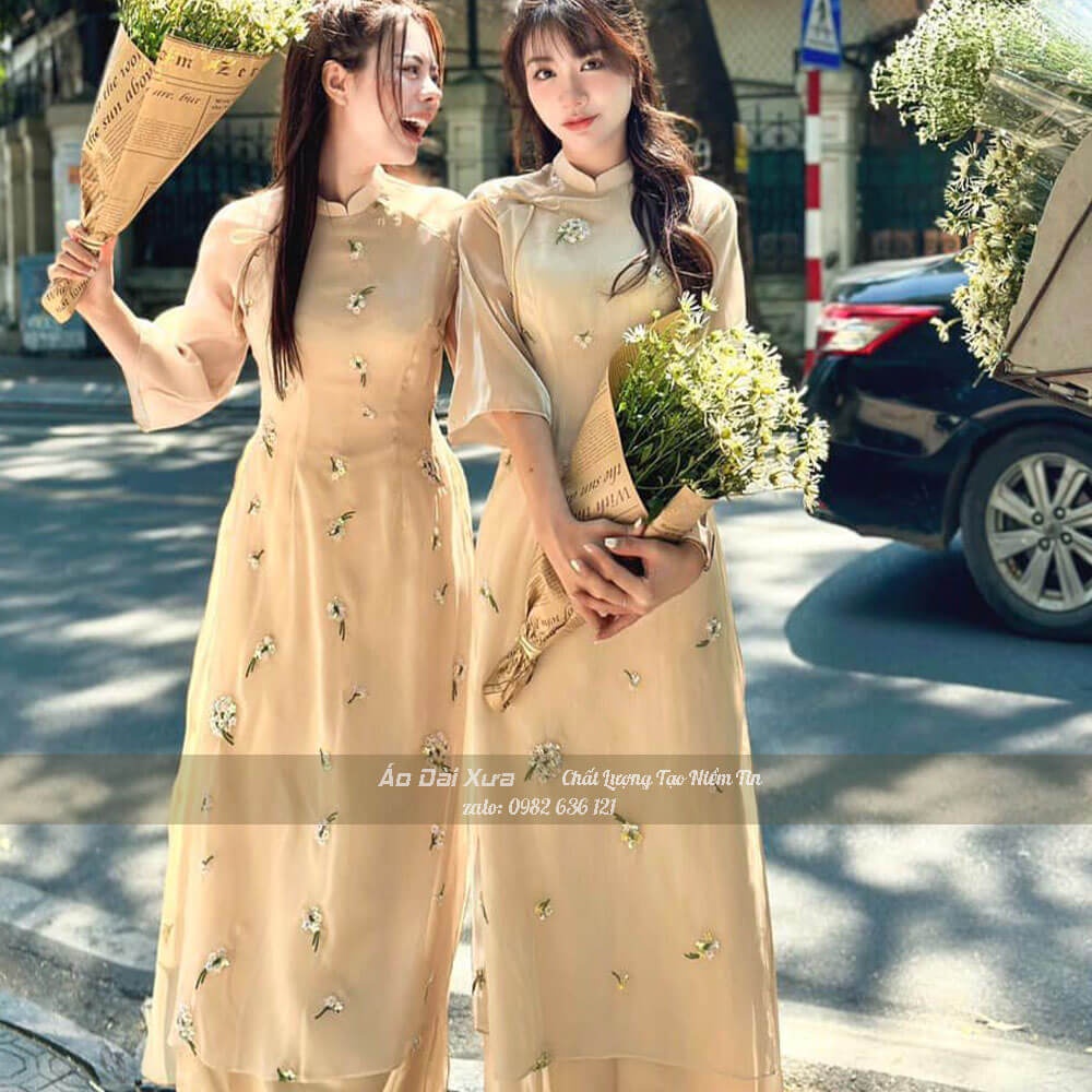 Áo Dài Cách Tân Nữ Thêu Thủ Công LD57