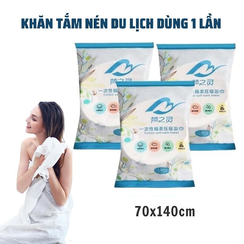 Khăn Tắm Nén Du Lịch Bằng Cotton Dùng Một Lần Tiện Lợi 140x70cm