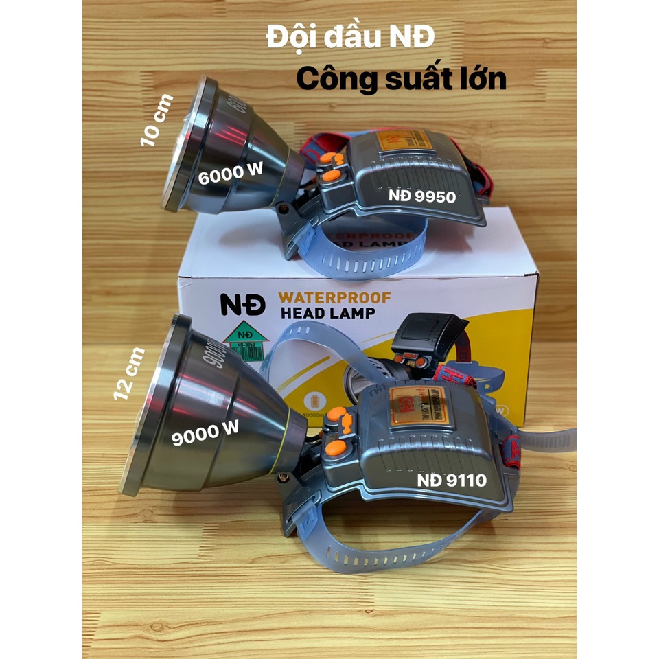 Đèn pin đội đầu siêu sáng chống nước , chóa 12cm - NĐ 9110 , chóa 10cm - 9950