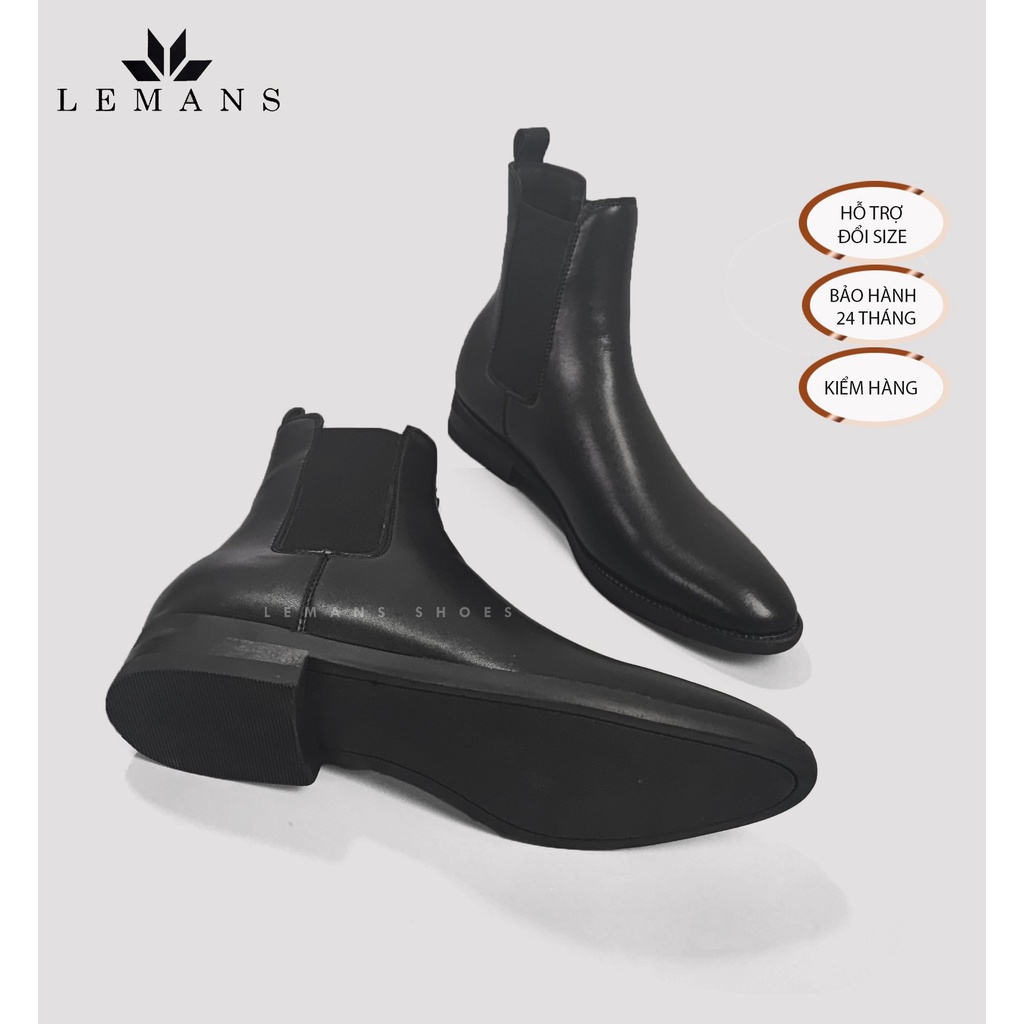 Giày da Chelsea Boots LEMANS CB02 bản mũi nhọn, gót cao 2,5cm