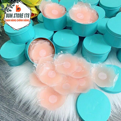 Hộp 10 miếng dán nhũ hoa Silicon siêu mềm êm ái tiện lợi, Hộp 5 cặp miếng dán đầu ti siêu dính có thể sủ dụng nhiều lần
