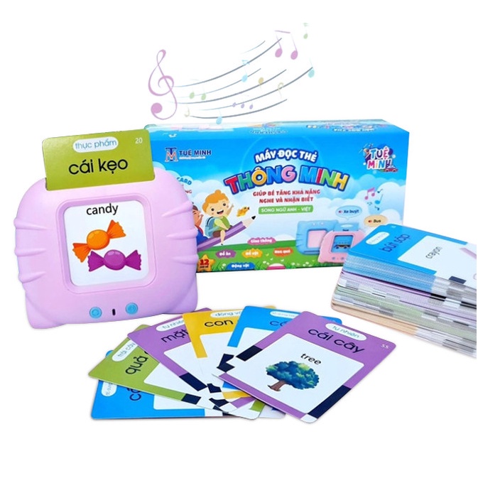 Máy Đọc Thẻ Flashcard Thẻ Học Thông Minh Cho Bé Song Ngữ Việt Anh - không có sóng điện từ