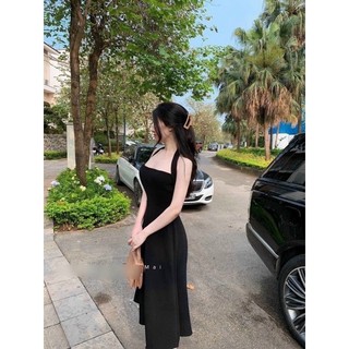 Đầm body cổ yếm đuôi cá dáng dài tiểu thư sang chảnh thời trang nữ đi chơi đi tiệc tv clothing