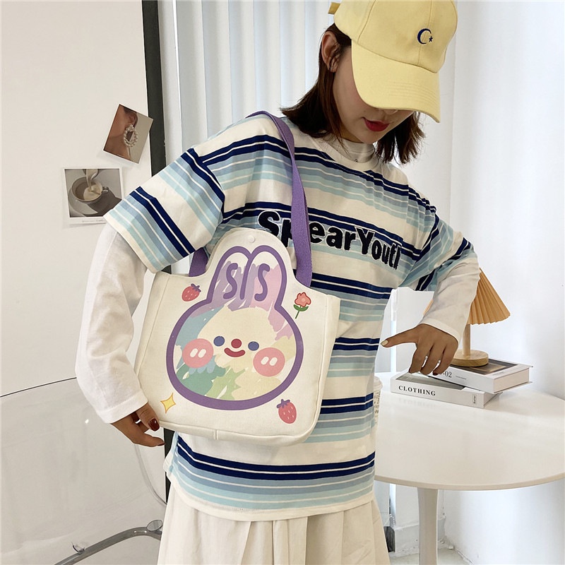 Túi đeo vai YADOU vải sức chứa lớn họa tiết hoạt hình dễ thương dành cho học sinh