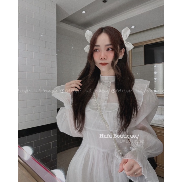 Váy tiểu thư trắng bèo nhún siêu bánh bèo