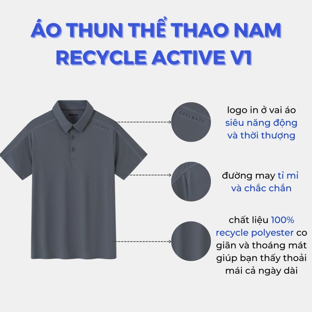 Áo Polo thể thao nam Recycle Active V1 thoáng khí mát mẻ - thương hiệu Coolmate chất lượng cao