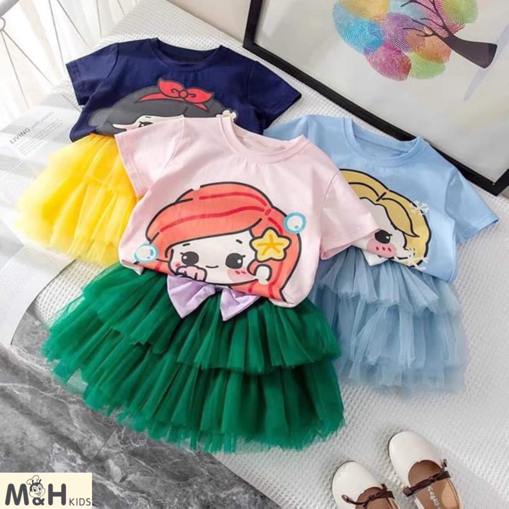 Set váy ren tầng công chúa siêu xinh cho bé gái