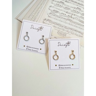 Khuyên tai tròn đá 02 |daisy.accessory.hn|