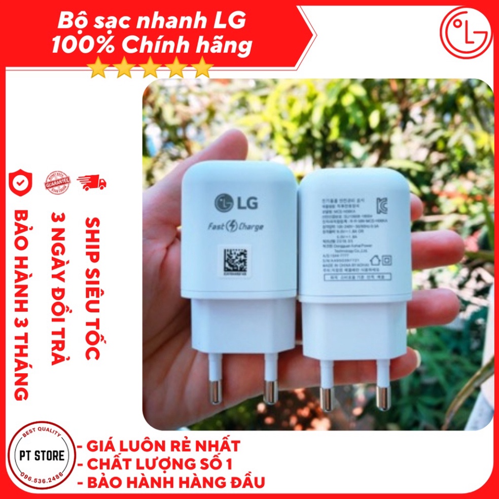 Bộ phụ kiện sạc nhanh LG: Củ sạc (Adapter) LG nhanh và cáp sạc Type C chính hãng, phù hợp với G6,G7 G8, V30, V4