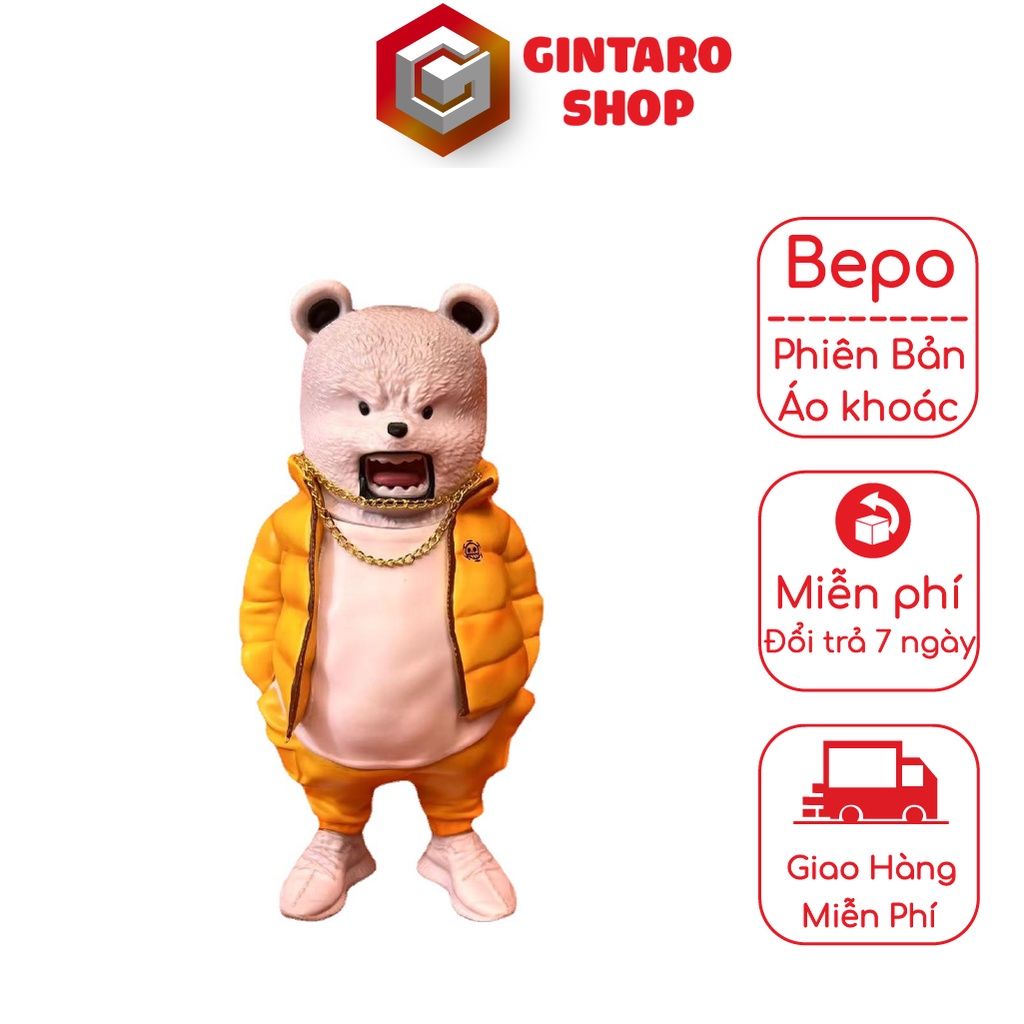 Mô hình nhân vật gấu Bepo mặc áo khoác dễ thương trong băng hải tặc Law, Mô hình gấu bepo cao 15cm F