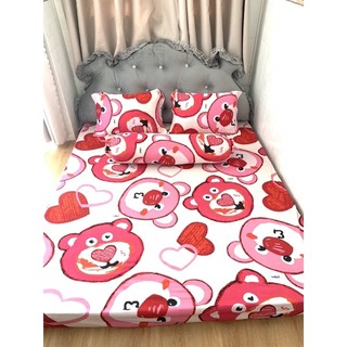 Bộ drap ga thun Hàn quốc mẫu gấu hồng