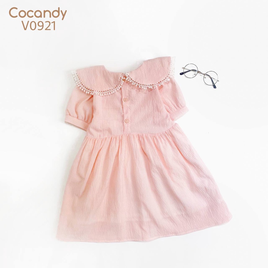Váy cộc hồng trơn cổ nơ cho bé của cocandy mã v0921 - ảnh sản phẩm 2