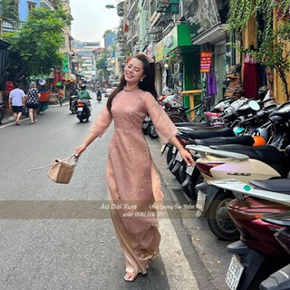 Áo dài dài cách tân nữ tay ngắn ld60