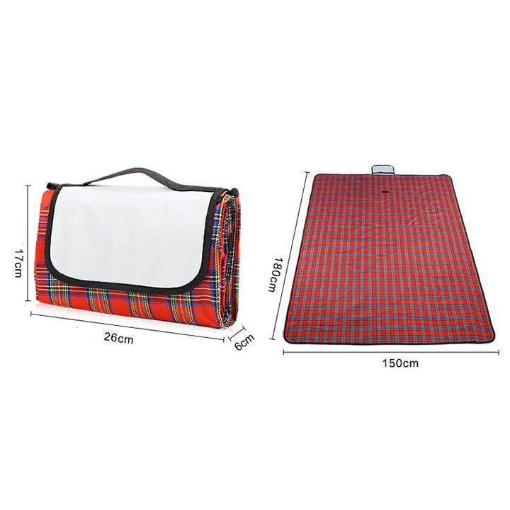 MVP3164 Thảm dã ngoại du lịch đi biển, bạt trải picnic cắm trại đi phượt kết hợp tập yoga gấp gọn sọc kẻ caro giá rẻ