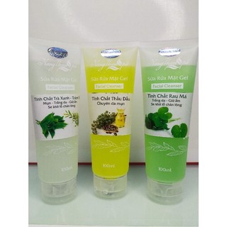 Nàng thơm spa sữa rửa mặt gel rau má, thầu dầu, trà xanh trà tràm tuýp 100ml