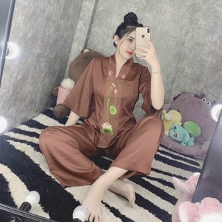 (LỤA THÊU SEN) Trang phục truyền thống, đồ bộ mặc nhà, Quần áo phật tử, đồ lam đi chùa